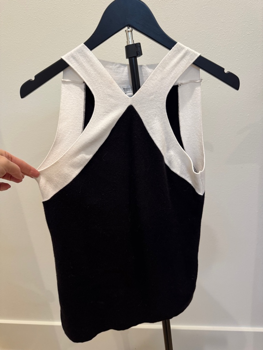 White House Black Market Black & White Crossback Knit Tank